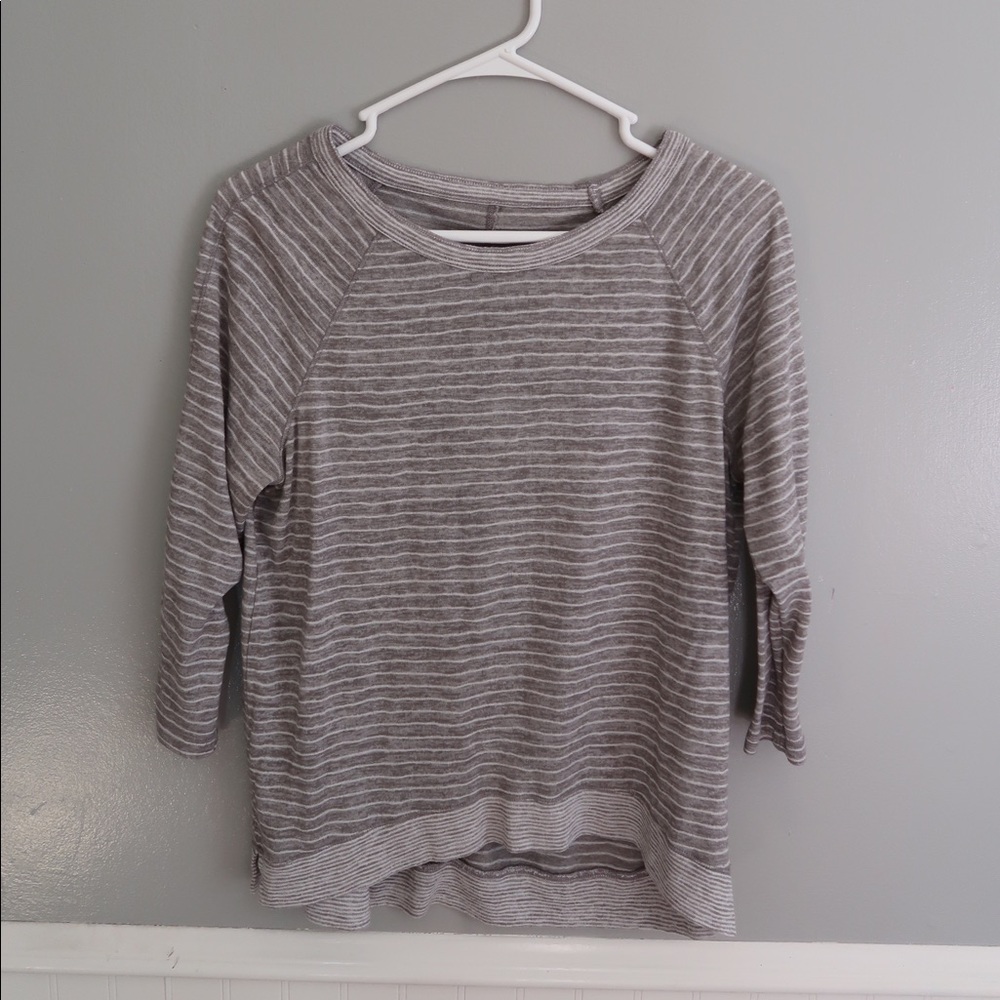 Loft gray and white striped shirt